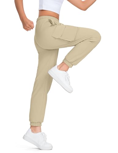 Kids Girls Cargo Pants Waterproof Joggers for Teen Girls - Khaki, 11-12 Years