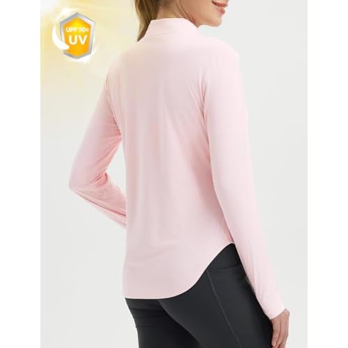 baleaf Women's Sun Shirts UPF50+ Half 1/4 Zip Shirt Rash Guard Long Sleeves SPF Lightweight Clothing UV Protection Hiking Top