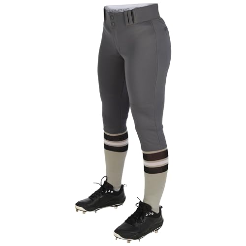 Girls' Tournament Softball Knickers - Large Graphite Low-Rise Polyester