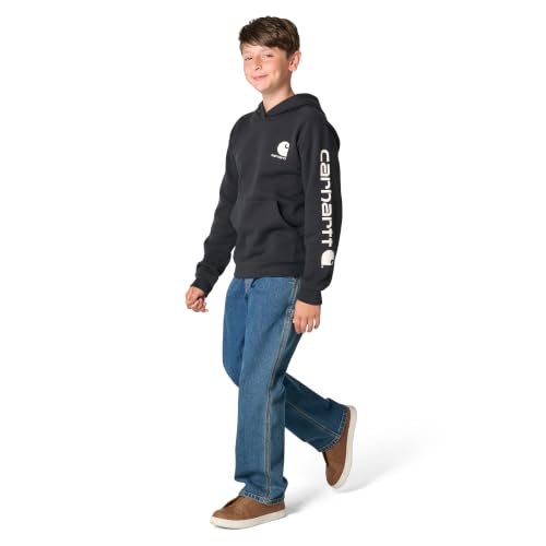 Carhartt Boys Long Sleeve Hooded Sweatshirt - Large Caviar Black