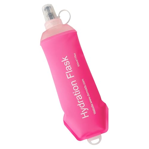 Pink 500ml Collapsible Soft Water Bottle - TPU Hydration Flask for Running Hiking Cycling