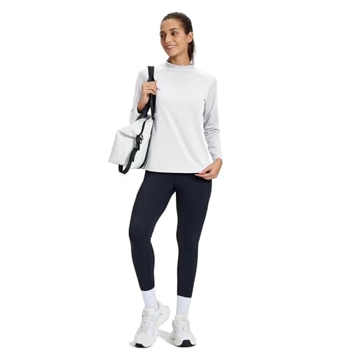 TACVASEN Women's Thermal Shirts Mock Turtle Neck Long Sleeve Undershirt Fleece Warm Athletic Tops Winter Base Layer