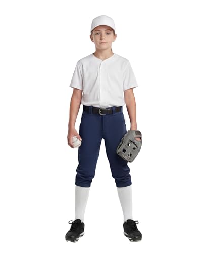 Girls Softball Pants with Pockets - Knickers Style, 12.5-19 inch Inseam, Navy, Medium