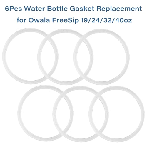 6 Pcs Water Bottle Gasket Replacement for Owala FreeSip 19/24/32/40oz,Silicone Lid Seal O Ring,Sealing Gaskets Replacement Accessories Compatible with Owala FreeSip Stainless Steel Cup(Clear)