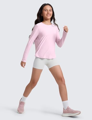 Girls Cloudweight Crewneck Top - Pink Peony, Medium, Lightweight Sportwear