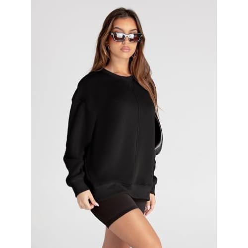 Glamaker Women's Crewneck Oversized Sweatshirt Fleece Long Sleeve Casual Comfy Hoodie Pullover Top Fall Fashion 2024