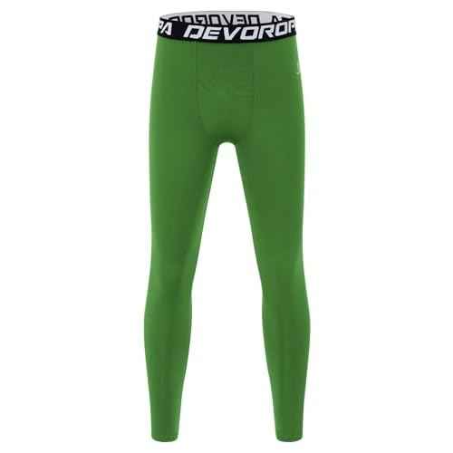 DEVOROPA Boys Leggings Quick Dry Youth Compression Pants Sports Tights Basketball Base Layer