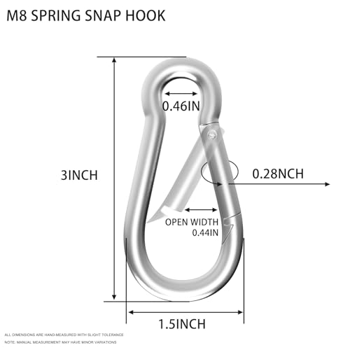 Carabiners Clip Spring Snap Hook,Heavy Duty Galvanized Steel Carabiner,Safety Quick Links Snap Hooks,Spring Clips for Swing Hammock Camping Keychain Outdoor