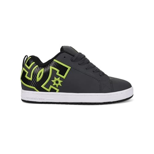 DC Men's Court Graffik Skate Sneaker Shoe, Grey/Black/Green, 9.5