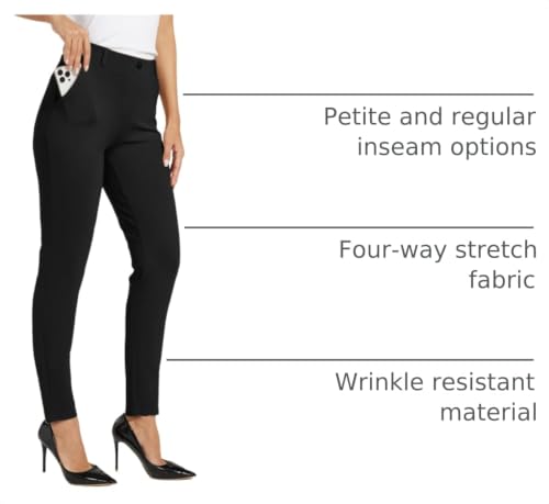 Willit Women's Yoga Dress Pants Skinny Leggings - Small, 28 Inch, Black