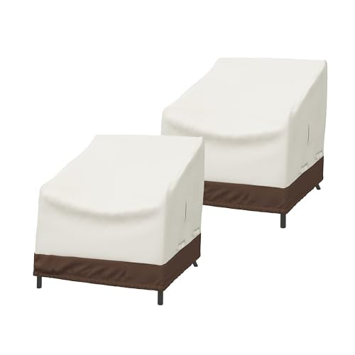 Outdoor Chair Covers Set of 2 Waterproof UV Resistant Deep Seat Furniture Protectors Beige