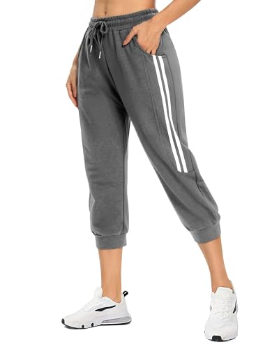KaiDi Women's Dark Gray Capri Joggers with Pockets - Casual Sportswear