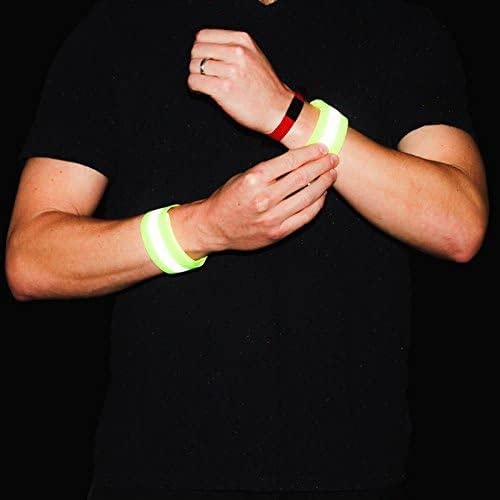 (2 Pack) High Visibility Reflective Bands Wristbands for Cycling Running Arm Wrist Ankle Bands Leg Straps and as Bike Pants Cuff Clip