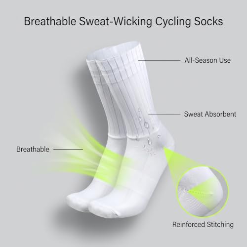 White Aero Cycling Socks for Men Women - Anti-Slip Breathable Road Shoes - One Size / A-White