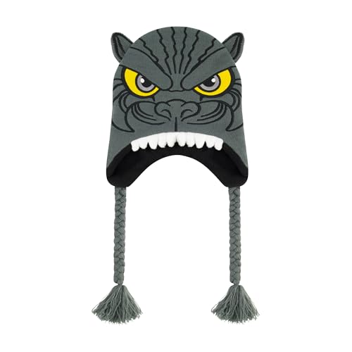 Godzilla Beanie Hat Gray One Size - Plush Warm Winter Cap