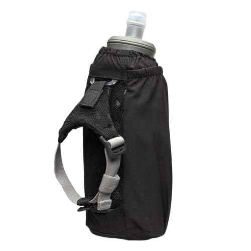 Nathan Handheld Soft Flask 18oz - Exo-Draw Insulated Collapsible Bottle - Grip-Free Strap & Rigid ExoSpine for Comfort/Support - Breathable Mesh Strap - Ideal Running/Hiking, Pinnacle, Black