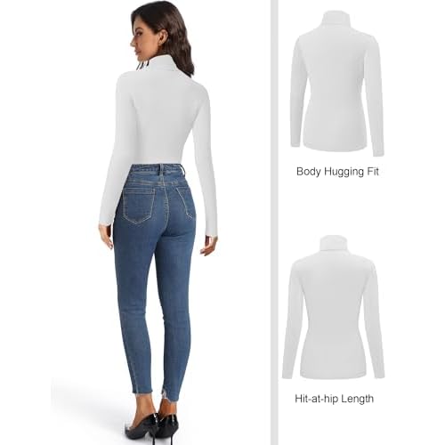 HOPLYNN 3 Pack Turtlenecks Women Long Sleeve Pullover Baselayer Undershirts Tops Turtle Neck Mock Shirts