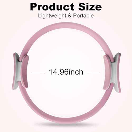 Pilates Ring 15 Inch Magic Circle Ring, Dual Padded Handles Pilates Rings Circle, Adjustable Yoga Ring