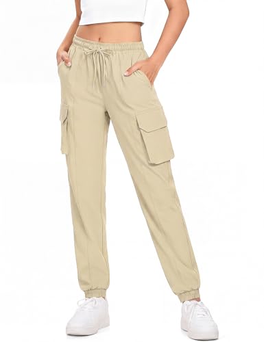 Kids Girls Cargo Pants Waterproof Joggers for Teen Girls - Khaki, 11-12 Years
