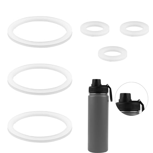 6pcs Stainless Steel Water Bottle Gasket Replacement for DRINCO 14/18/22/32/40/64oz, Silicone Spout Lid Sealing Rings & Water Bottle Spout Lid Gaskets for DRINCO Chug Lids