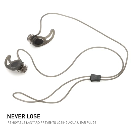 ADV. Eartune Aqua U Ear Plugs for Swimming Black Waterproof Silicone - Universal Fit with Lanyard