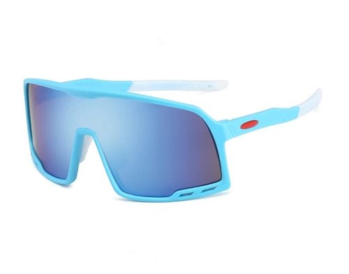 HUVORA UV400 Protection Shield Sports Sunglasses for Men Women Cycling Baseball Basketball Golf Lightweight Non-slip Stylish Goggles (Blue Mirrored)