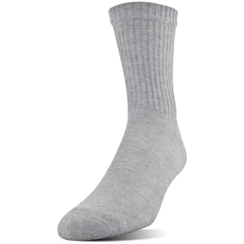Gildan Men's Polyester Half Cushion Mid-Crew Socks - Grey, Size 6-12, 12-Pack
