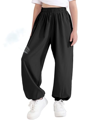 Girls Lightweight Baggy Joggers Pants - 5-6 Years Black Variation