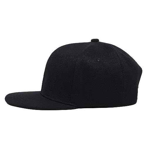 Boolavard Classic Snapback Hat Cap Hip Hop Style Flat Bill Blank Solid Color Adjustable Size