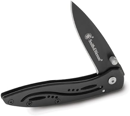 Smith & Wesson CKLPB 5.3in High Carbon S.S. Folding Knife with a 3.2in Drop Point Blade and Stainless Steel Handle for Outdoor, Tactical, Survival and EDC, Multi, One Size