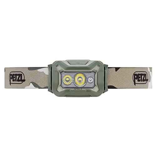 PETZL ARIA 2 RGB, Compact, Durable, Waterproof headlamp with White, red, Green and Blue Modes, 450 lumens, Camo