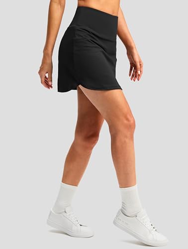 Golf Skirt for Women 16 Inch Black Casual Summer Skorts - Medium Length