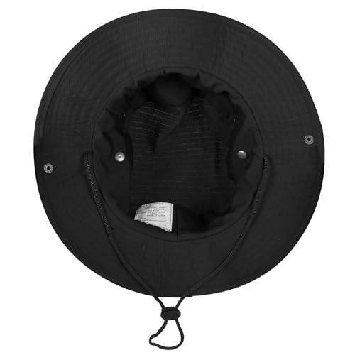 Rosoz Sun Hats for Men and Women Bucket Hat UPF Protection Wide Brim 1 Pack - Black