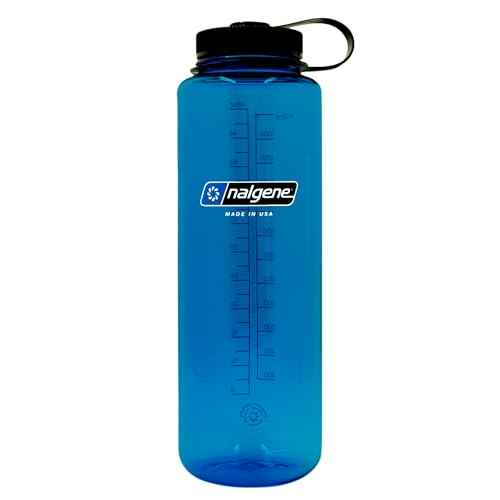 Nalgene Sustain Tritan BPA-Free Water Bottle Made with Material Derived from 50% Plastic Waste (using ISCC certified mass balance), 48 OZ, Wide Mouth, Blue
