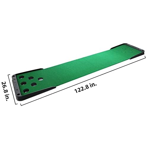 Fitvids Golf Pong Game Set, Putting Mat Indoor & Outdoor Golf Putters, 12 Hole Covers Putting Green Practice Training Aid Gifts for Home, Office, Backyard