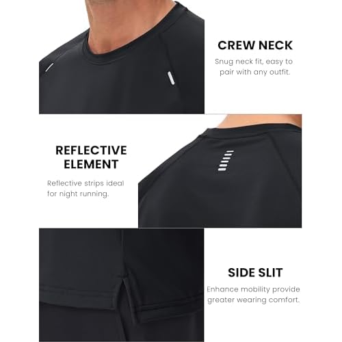 MAGCOMSEN Men's Dry Fit Shirts Mesh Short Sleeve Athletic Lightweight Workout Performance Hiking Shirt