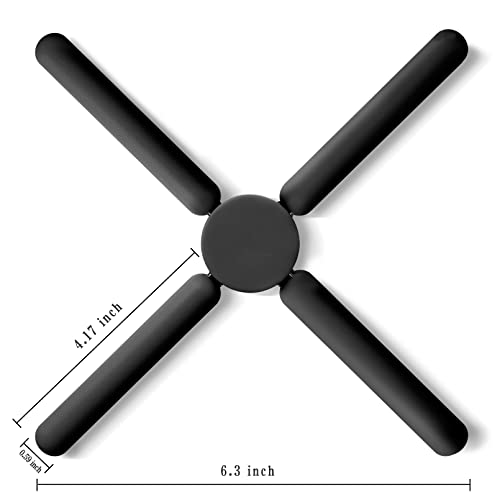 Black Foldable Silicone Trivets Set - Collapsible Heat-Resistant Pot Holders