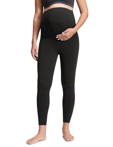 CRZ YOGA Maternity Leggings 25 Inches Small Black - Comfortable Pregnancy Pants