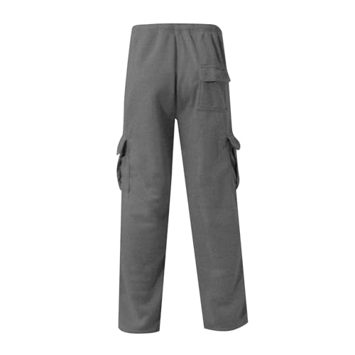 Men's Cargo Sweatpants Baggy Plus Size Drawstring Wide Leg Joggers with Multiple Pockets - Dark Gray, XX-Large