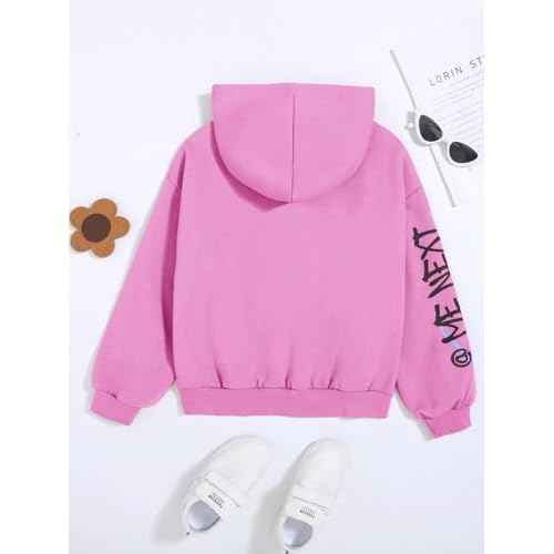 WDIRARA Girl's Cartoon Letter Graphic Hoodie Drop Shoulder Long Sleeve Pullover Sweatshirt