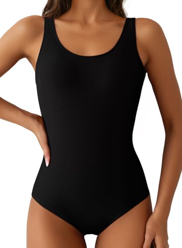 Aleumdr Women's Color Block One-Piece Swimsuit - Large Black