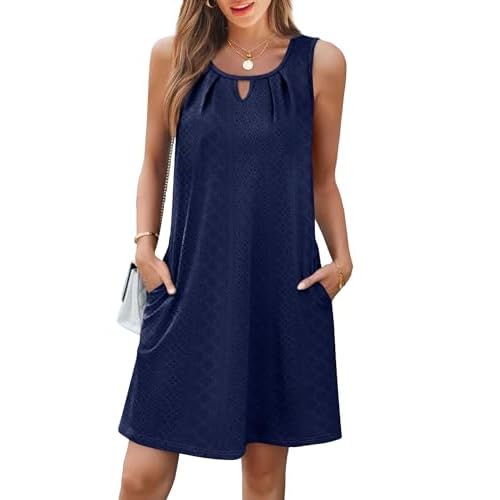 RUMIA Summer Dresses for Women Sleeveless Beach Vacation Coverup with Pockets (S-2XL)
