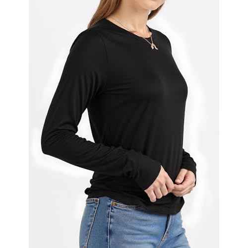 Long Sleeve Shirts for Women Crew Neck Basic Tee Fashion Womens Tops