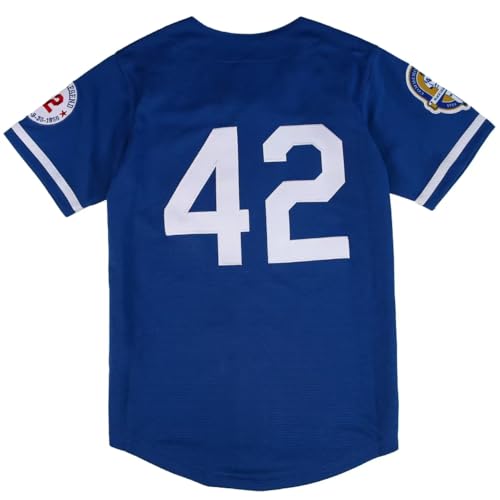 Youth Black Legend Baseball Jersey #42 Stitched Boys Sports Uniform Blue Medium
