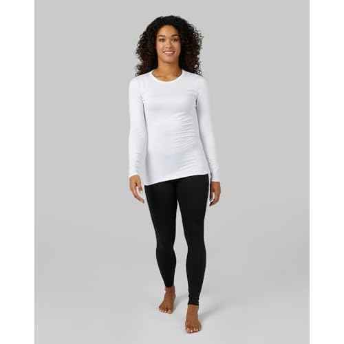 32 Degrees Heat Women's Lightweight Crew Base Layer Top | Form Fitting | Long Sleeve | 4-Way Stretch | Thermal