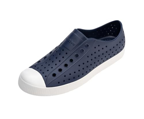 Lightweight Unisex Sneakers - Jefferson Slip-On Shoes in Regatta Blue & Shell White - Native Shoes