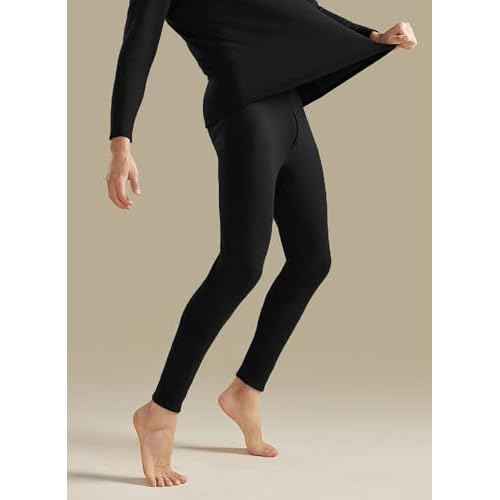 Extra Warm Cotton Thermal Pants with Fleece Lined, Long Soft Mens Thermal Underwear Bottoms for Cold Weather