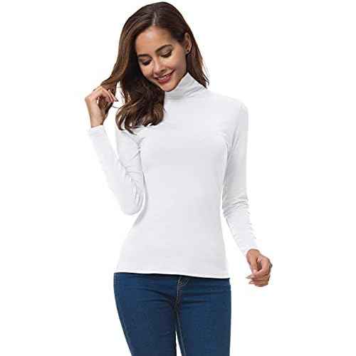 Women Long Sleeve Turtleneck Slim Fitted Based Layer Lightweight Active Shirt Pullover Tops