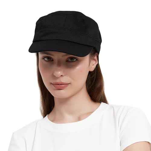 Adjustable Unisex Flat Top Twill Classical Baseball Cap Military Hat 22-23.6 in Cadet Cap