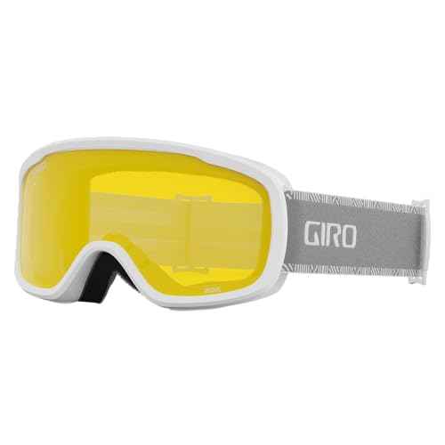 Giro Women's and Youth Moxie Ski and Snowboard Goggles - White/Grey Chute Strap with Grey Cobalt/Yellow Lenses